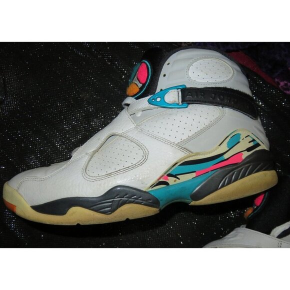 Nike Air Jordan 8 Retro South Beach Leather Kicks Men's 11 Sneakers 3044381-113 - Picture 5 of 10